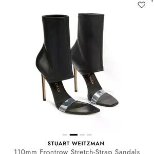 Stuart Weitzman Black and Clear Heeled Sandals